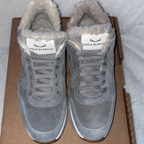 NWT VOILE BLANCHE MARAN Fur Suede Sneakers in Grey - Picture 10 of 16
